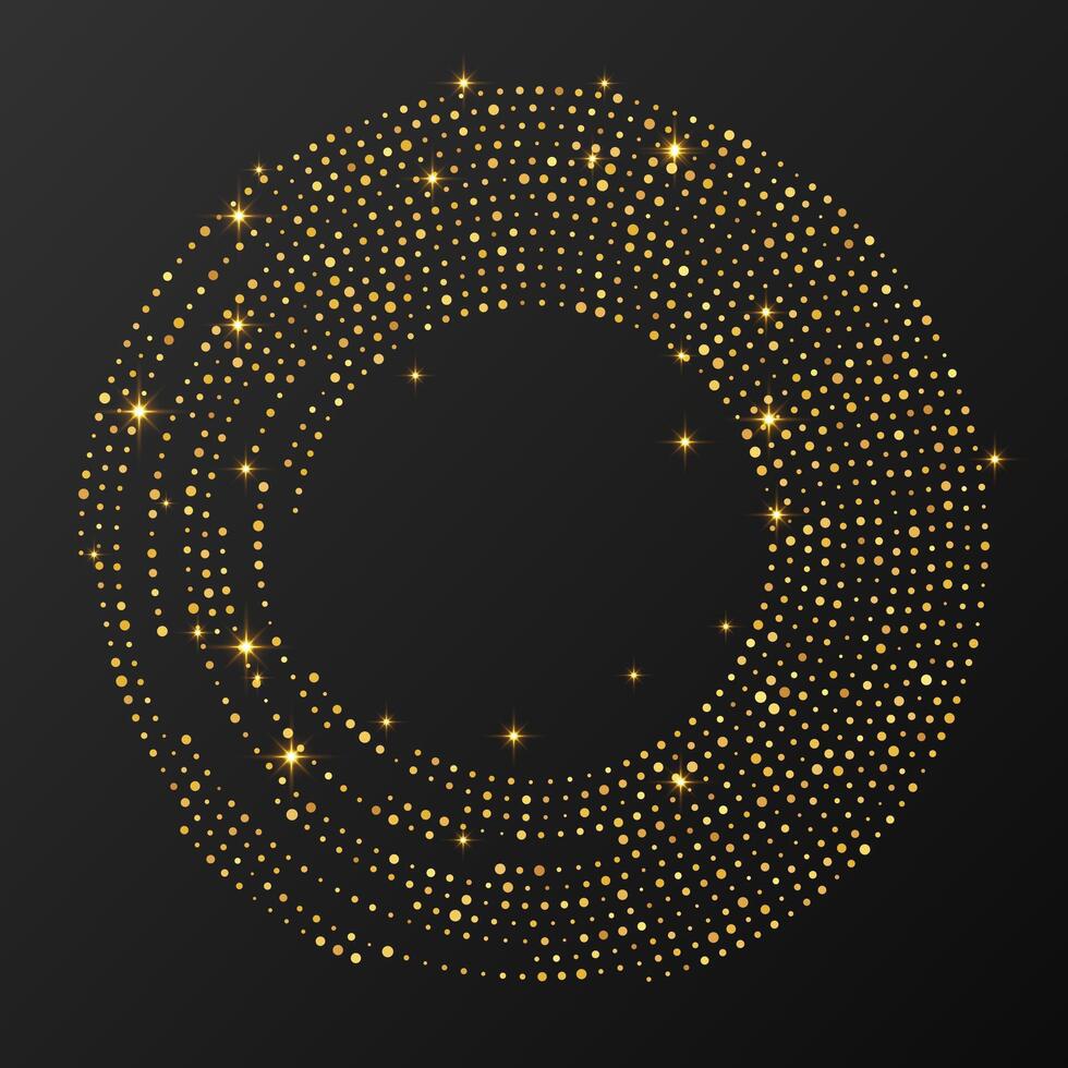 Abstract gold glowing halftone dotted background. Gold glitter pattern in circle form. halftone dots. vector