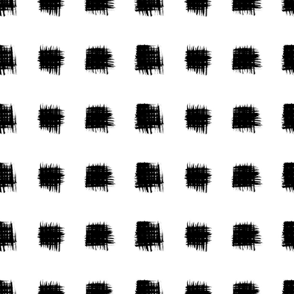 Seamless pattern with black brush stroke in square form on background vector
