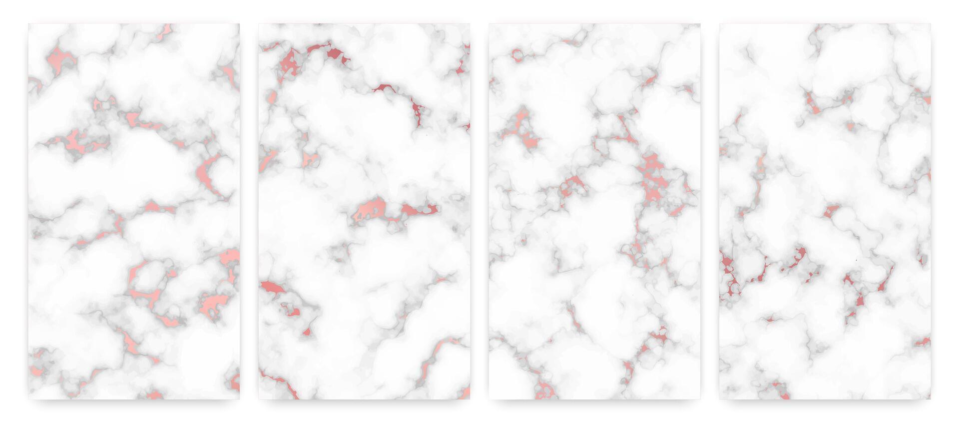 Rose gold marble texture background. Set of four abstract backdrops of marble granite stone. illustration vector