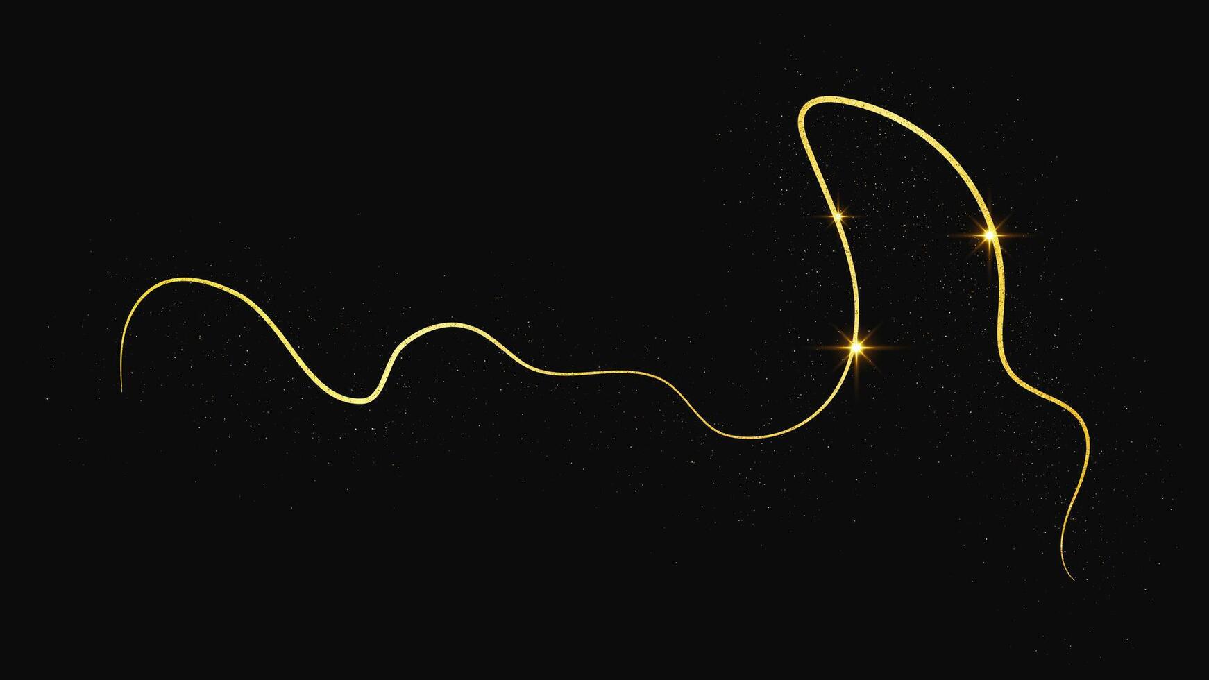 Gold glittering confetti wave and stardust. Golden magical sparkles on dark background. vector