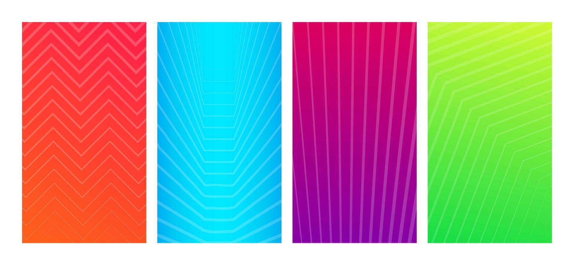 Set of modern gradient backgrounds with lines. Header banner. Bright geometric abstract presentation backdrops. vector