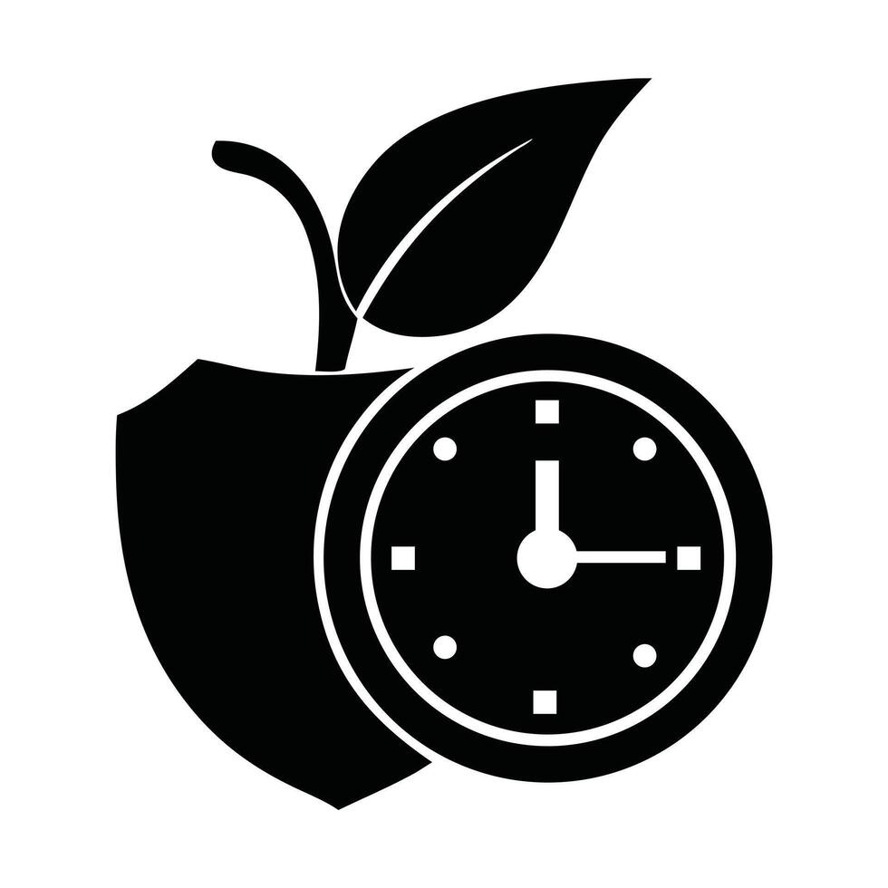 health time apple clock diet wellness fruit timer fitness organic schedule energy routine lifestyle vector