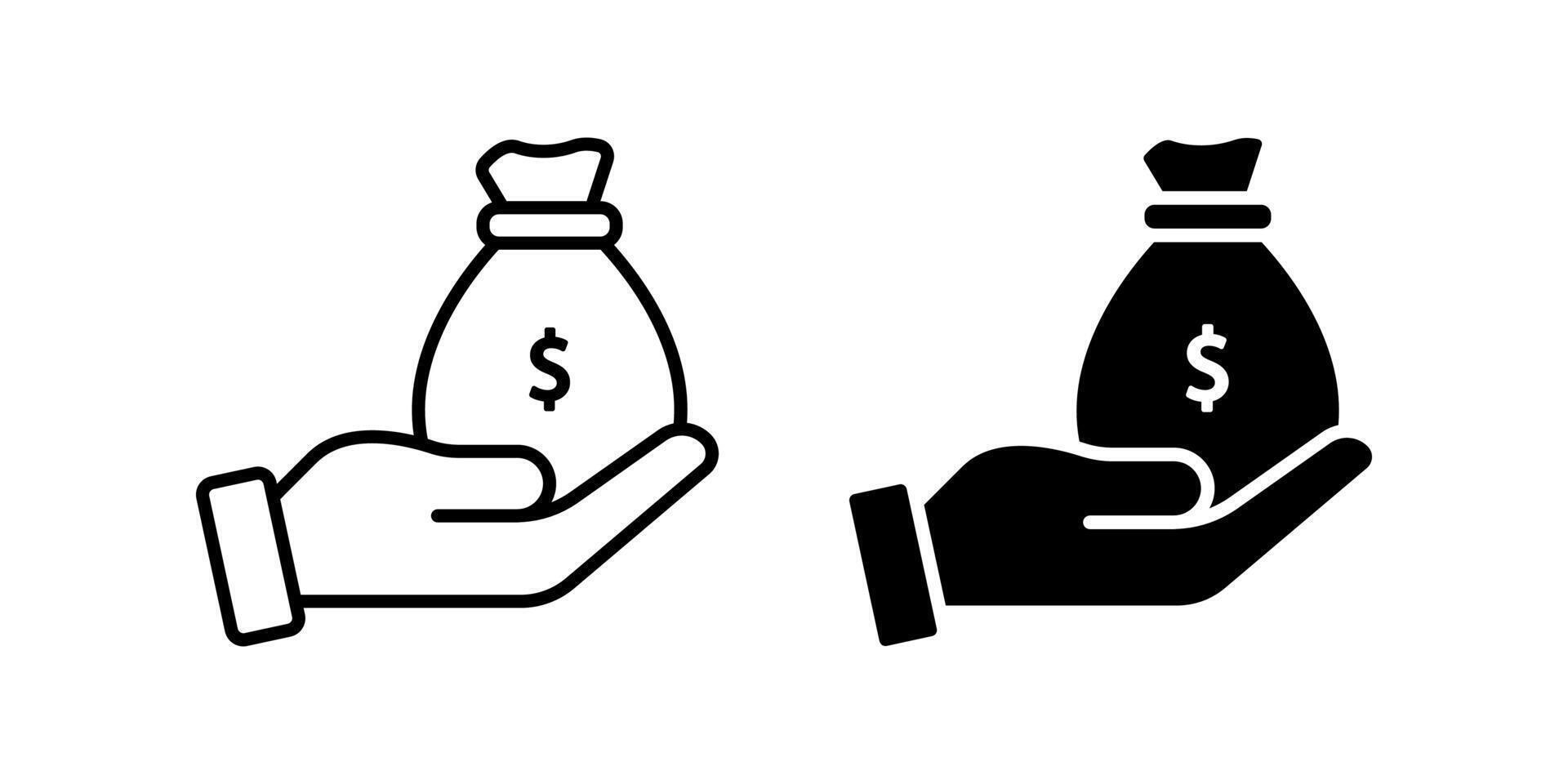 Money bag icon set. Financial Symbol. for mobile concept and web design. illustration on white background vector