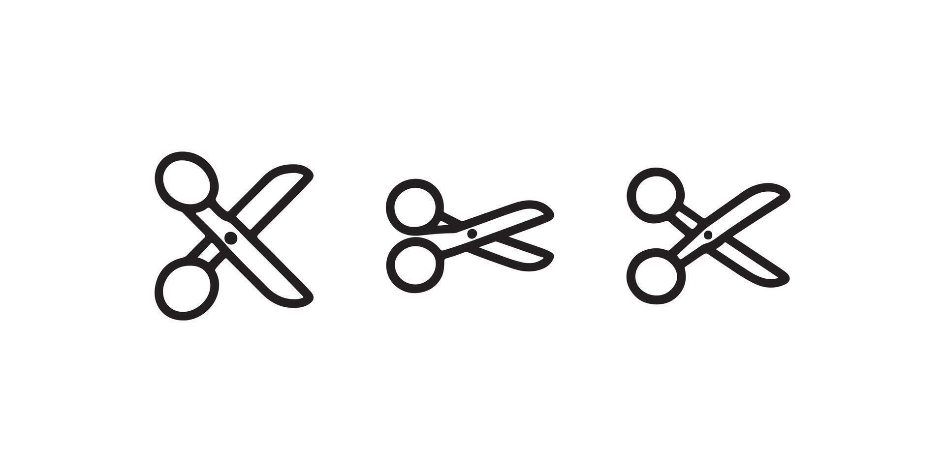 Scissors icon set in black outline vector