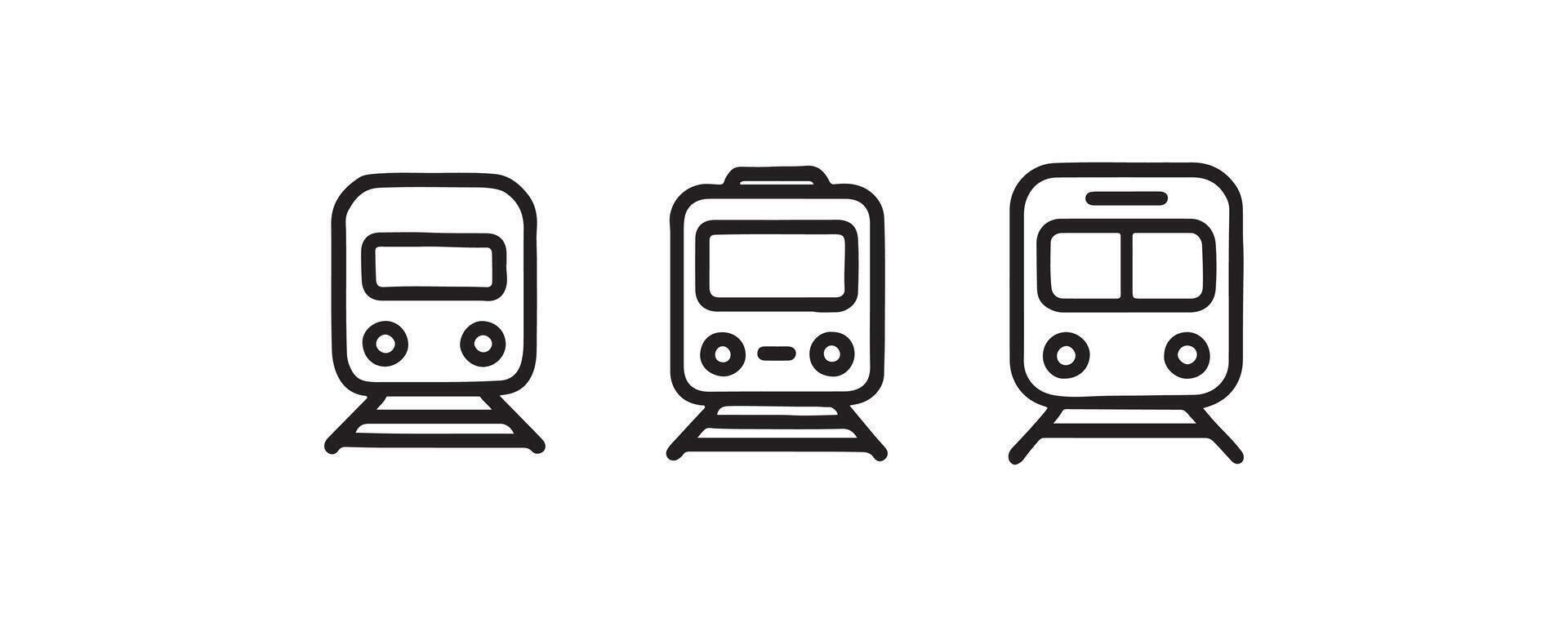 Train front view icon set collection vector