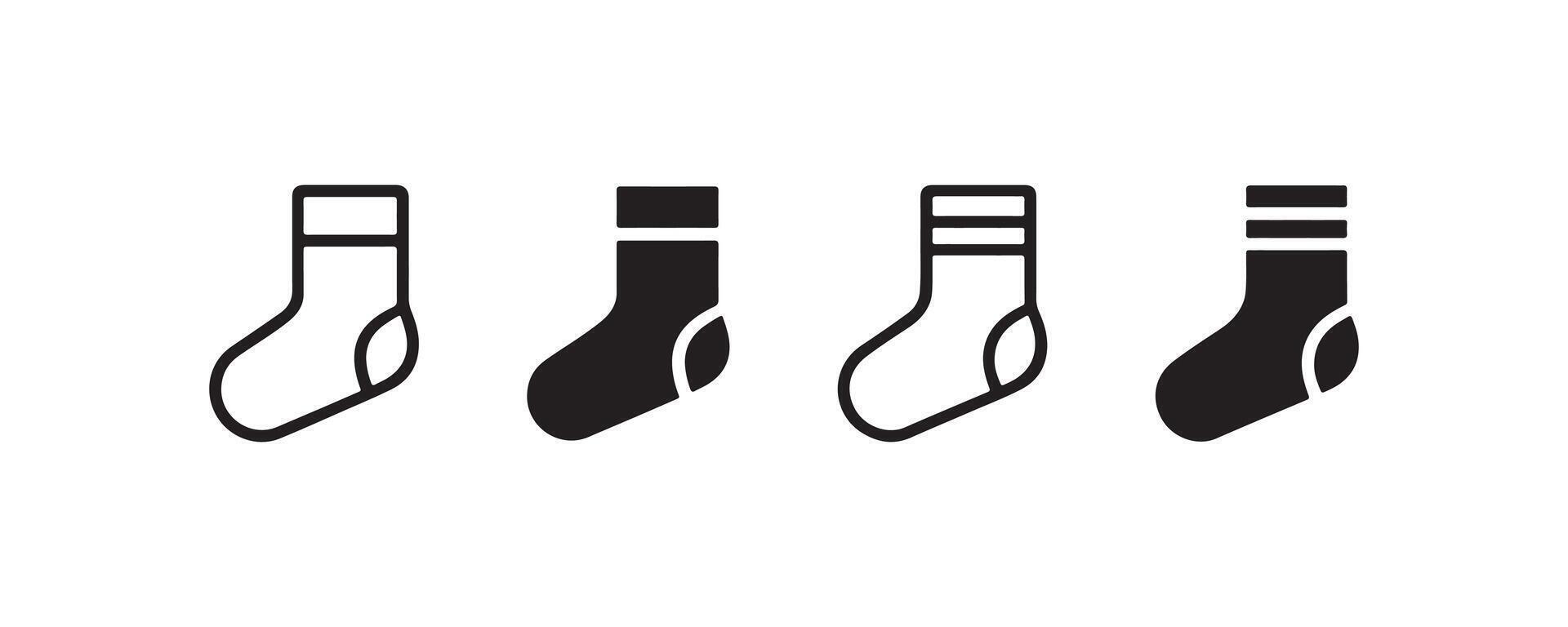Socks icon set in outline and solid styles vector