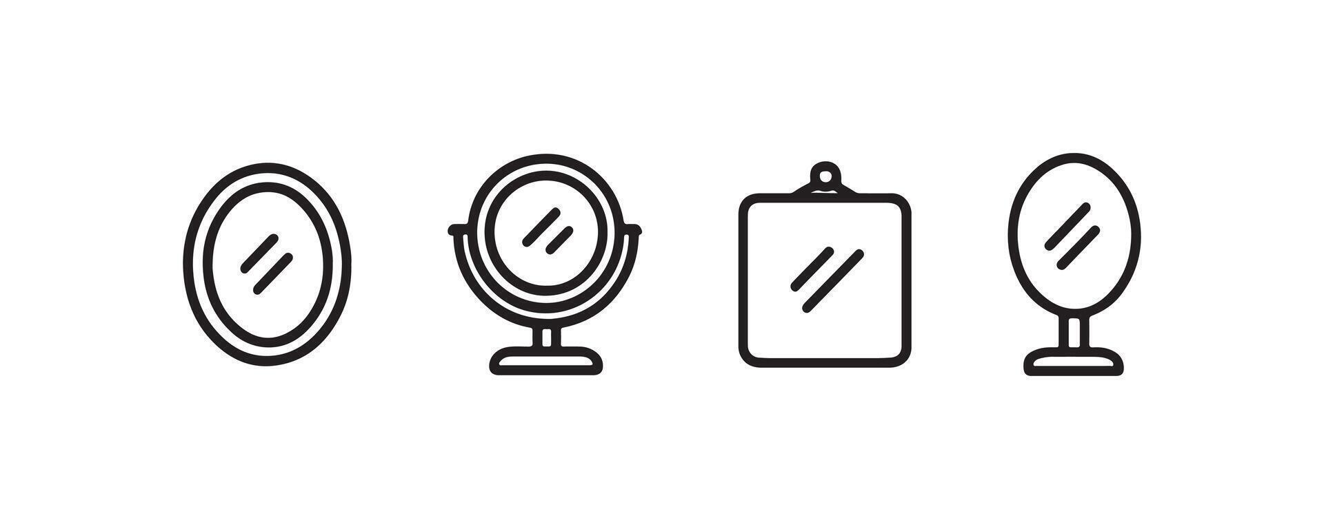 Mirror icon set with various shapes and frames vector