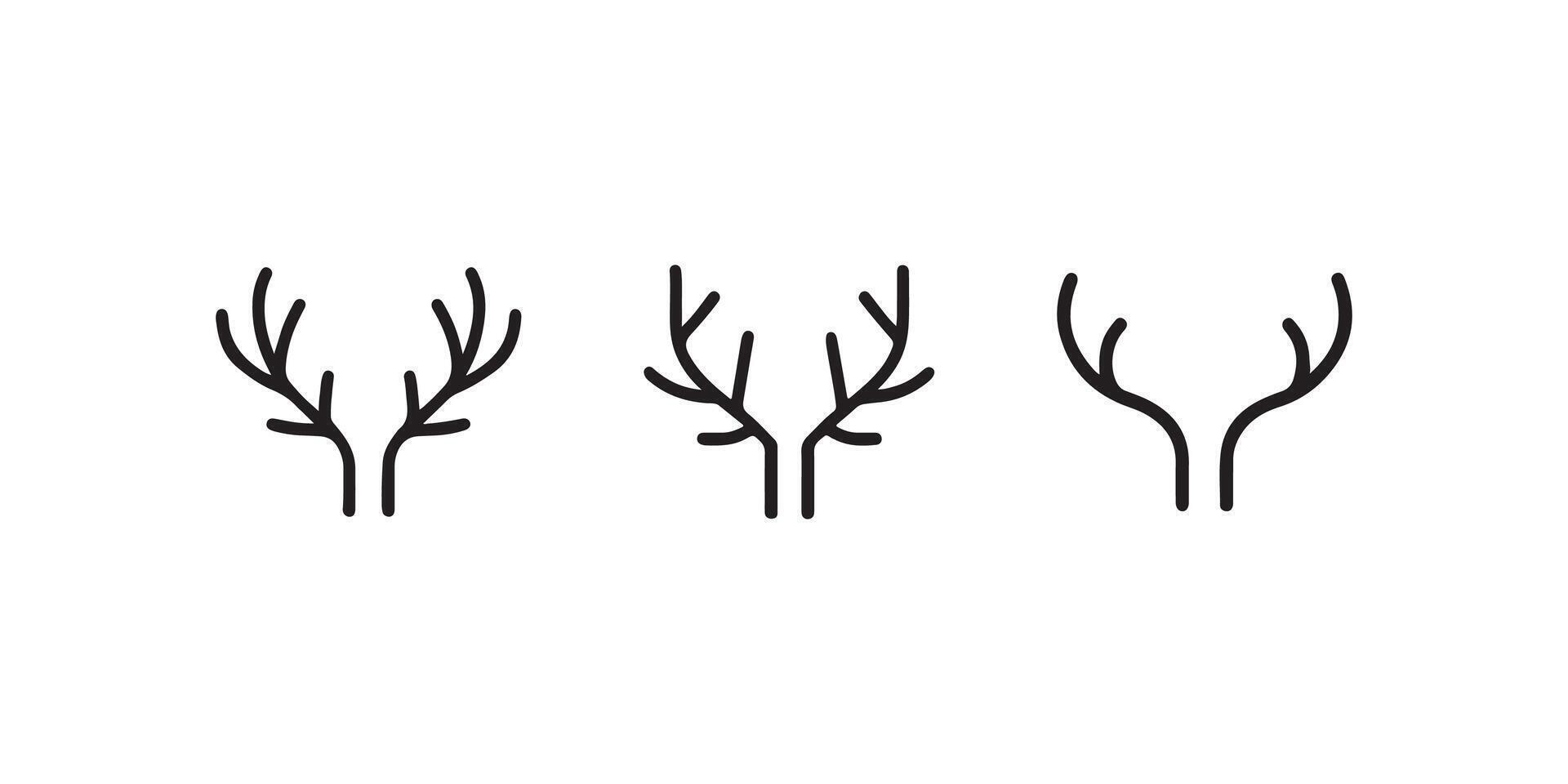 Minimal deer antlers icon set vector