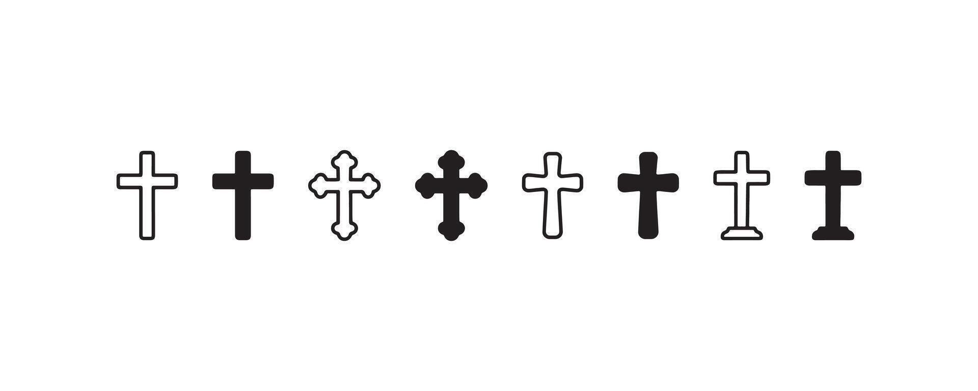 Christian cross icon variations collection vector