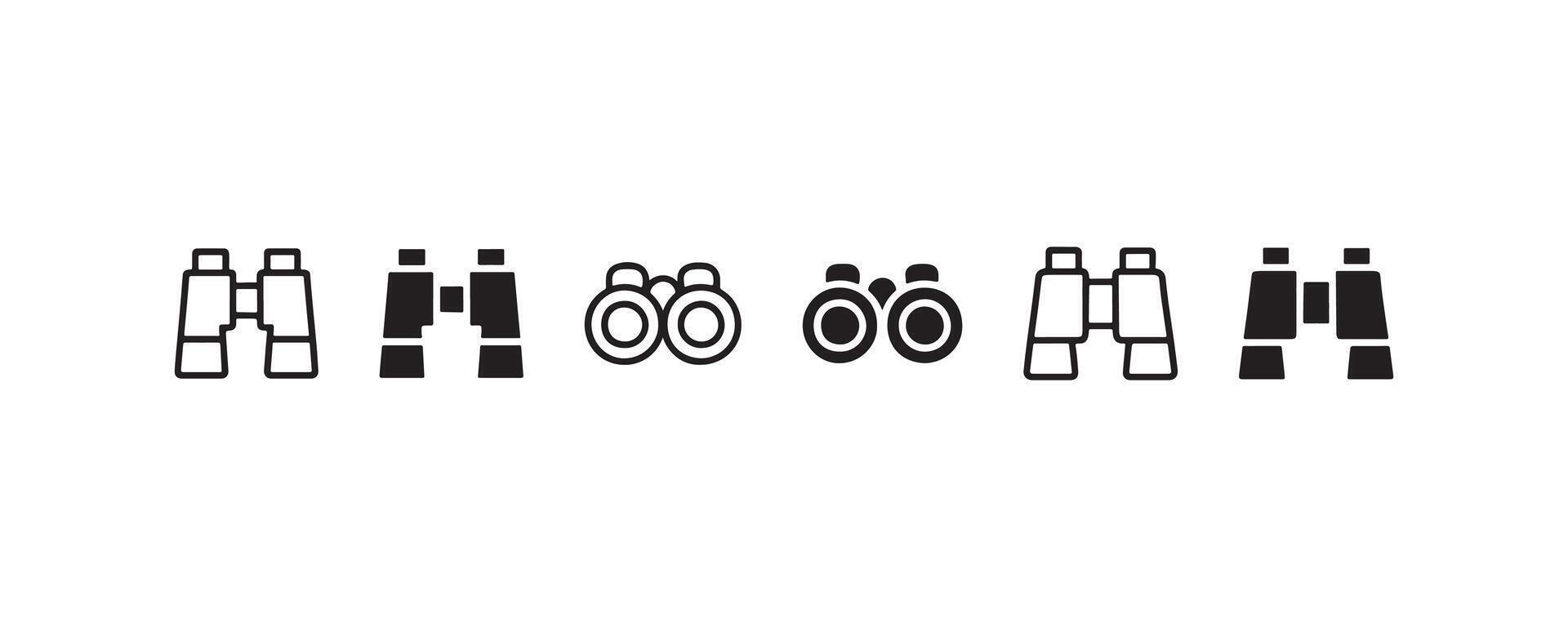 Binoculars icon set in flat design vector