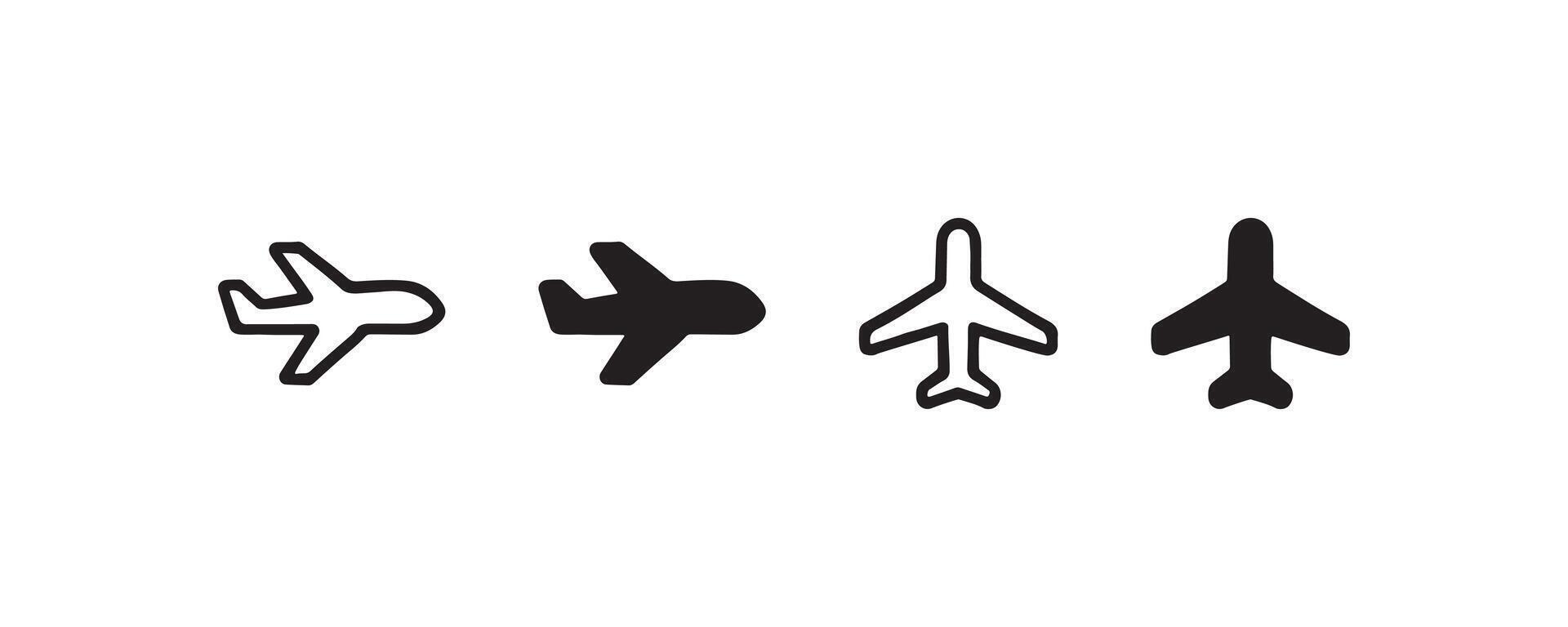 Set of airplane icons in different styles vector