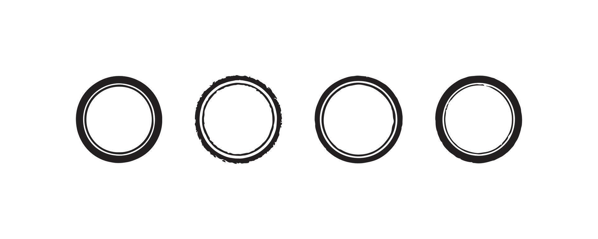 Grunge circular frame icons in black style vector