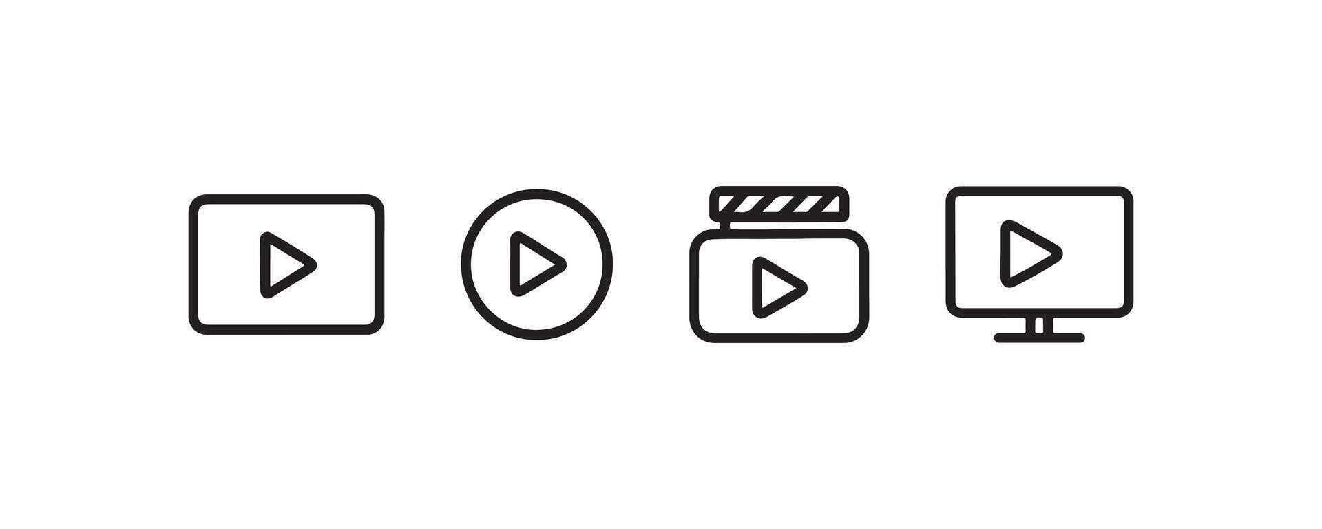 Minimal play icons for media interface vector