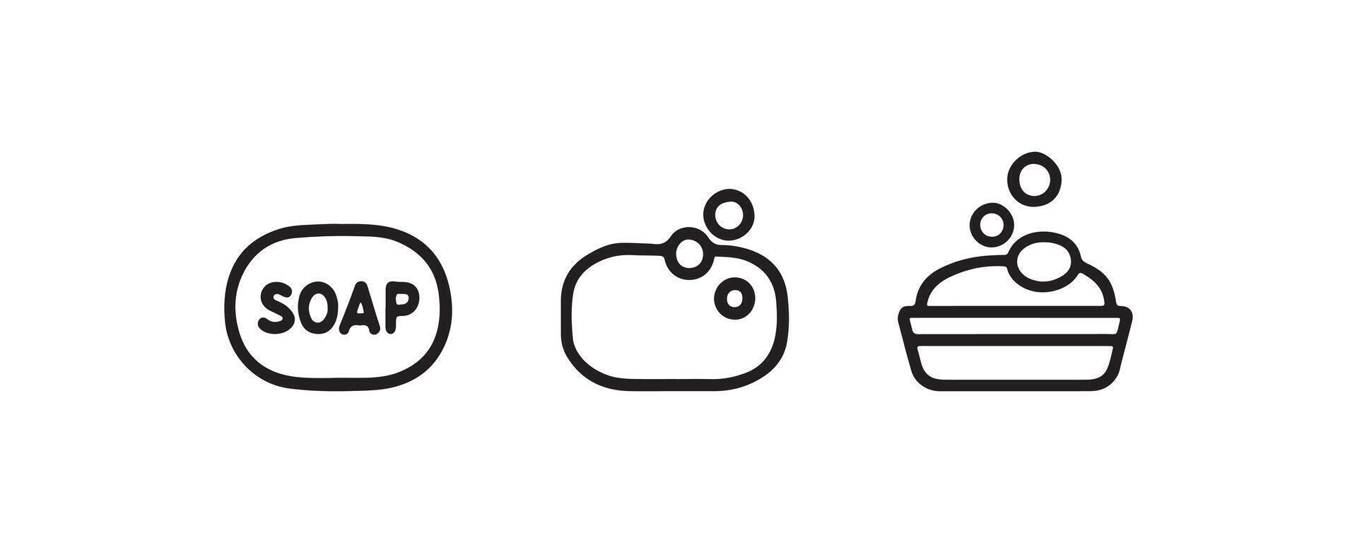 Soap bar icon set with bubbles and tray vector