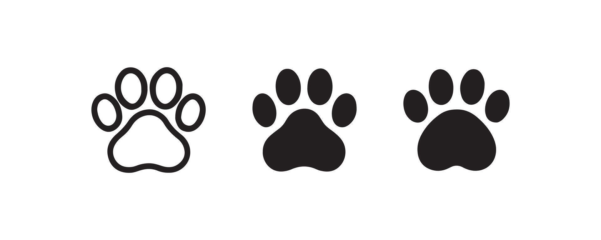 Dog paw print icons in various styles vector