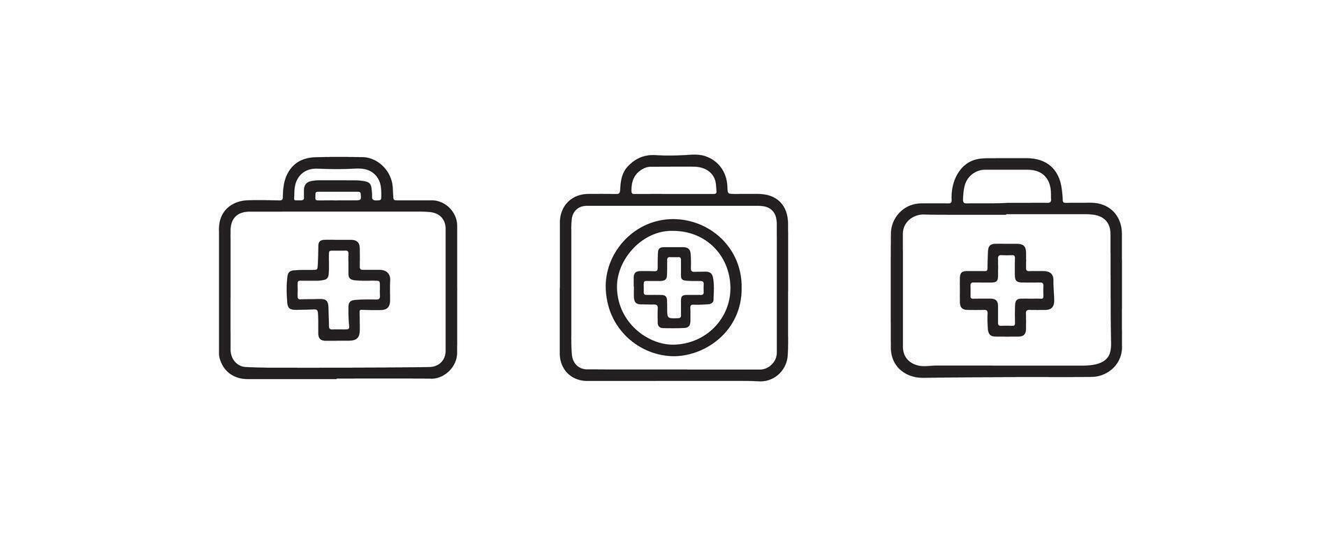 First aid kit icons with medical cross symbols vector