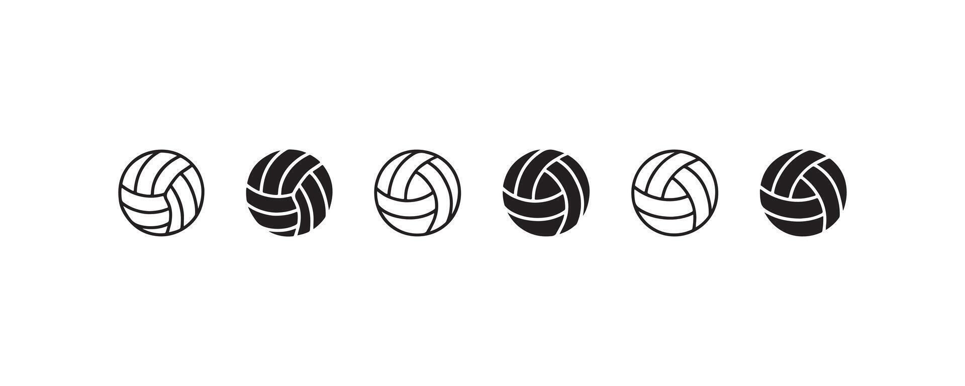 Volleyball ball icons in black and white vector