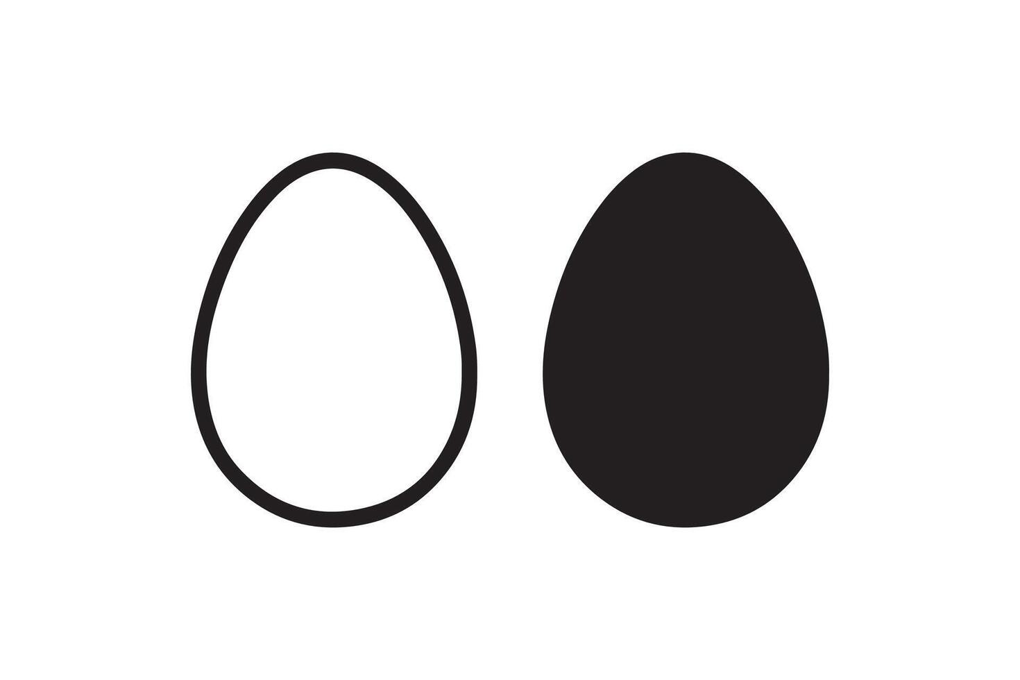 Egg icon set in outline and solid style vector