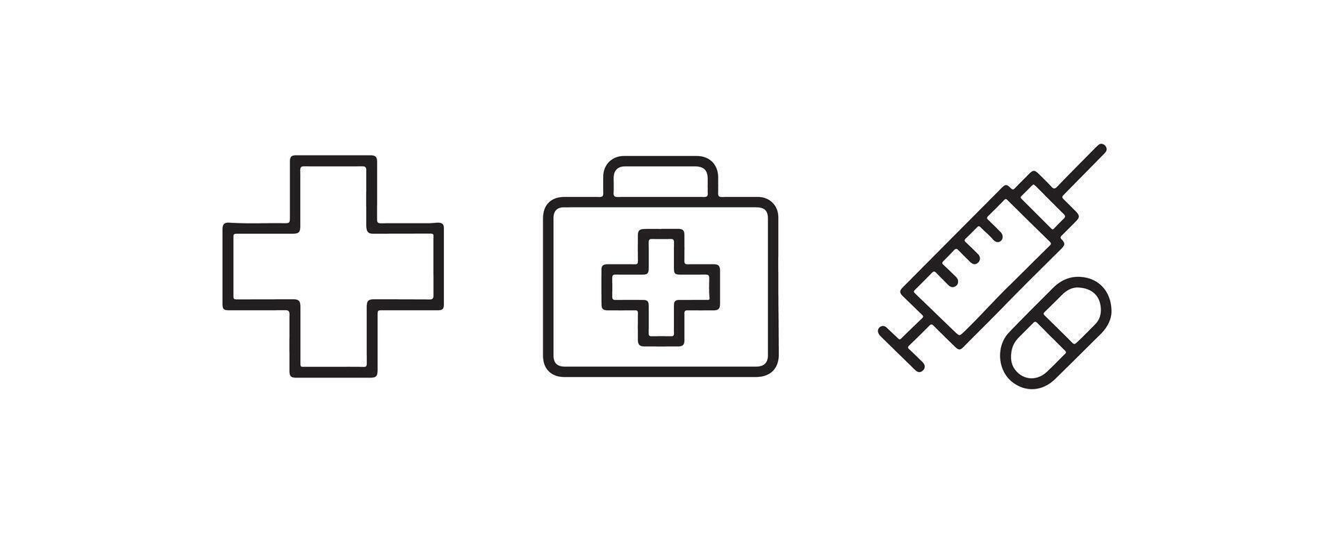 Healthcare and medical icon set outline style vector