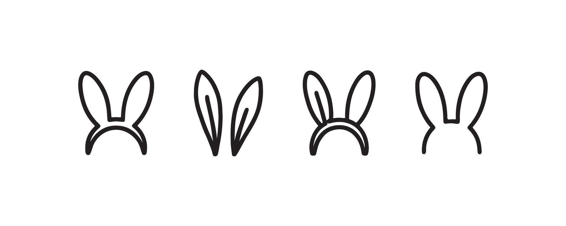 Rabbit ears icon set in outline style vector