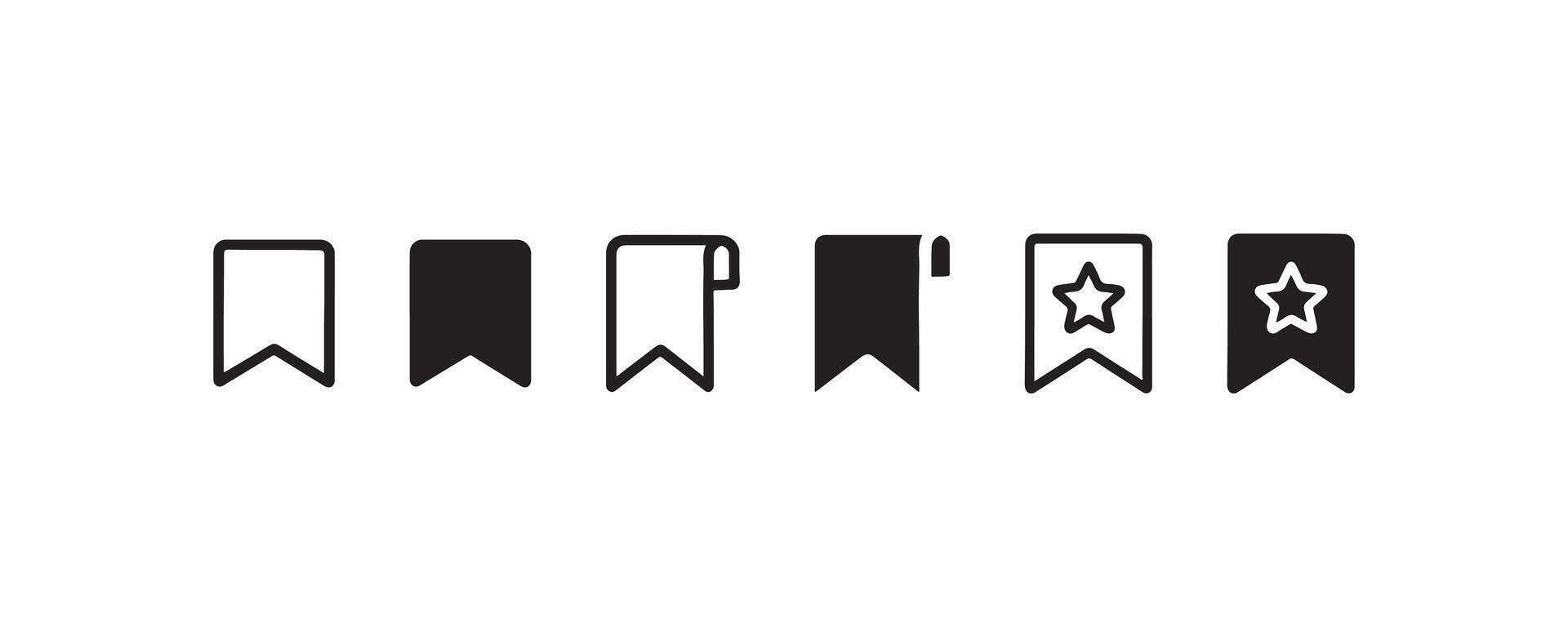 Bookmark icon set for saving and favorites vector