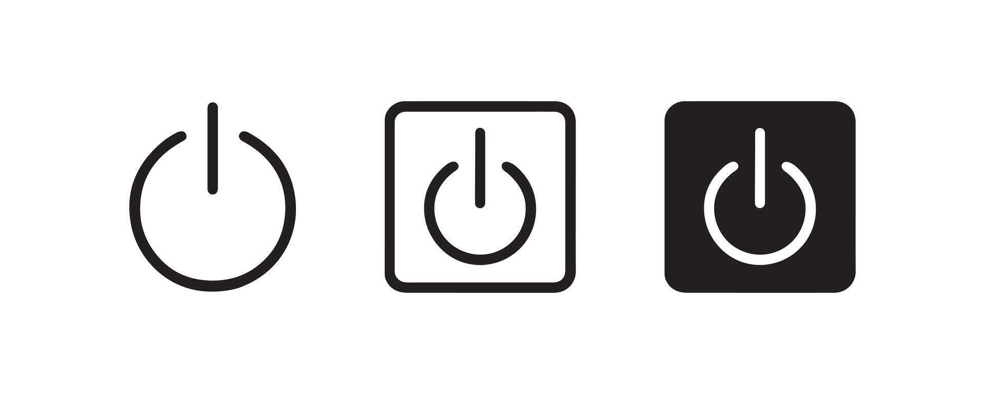 Power button icon set in different styles vector
