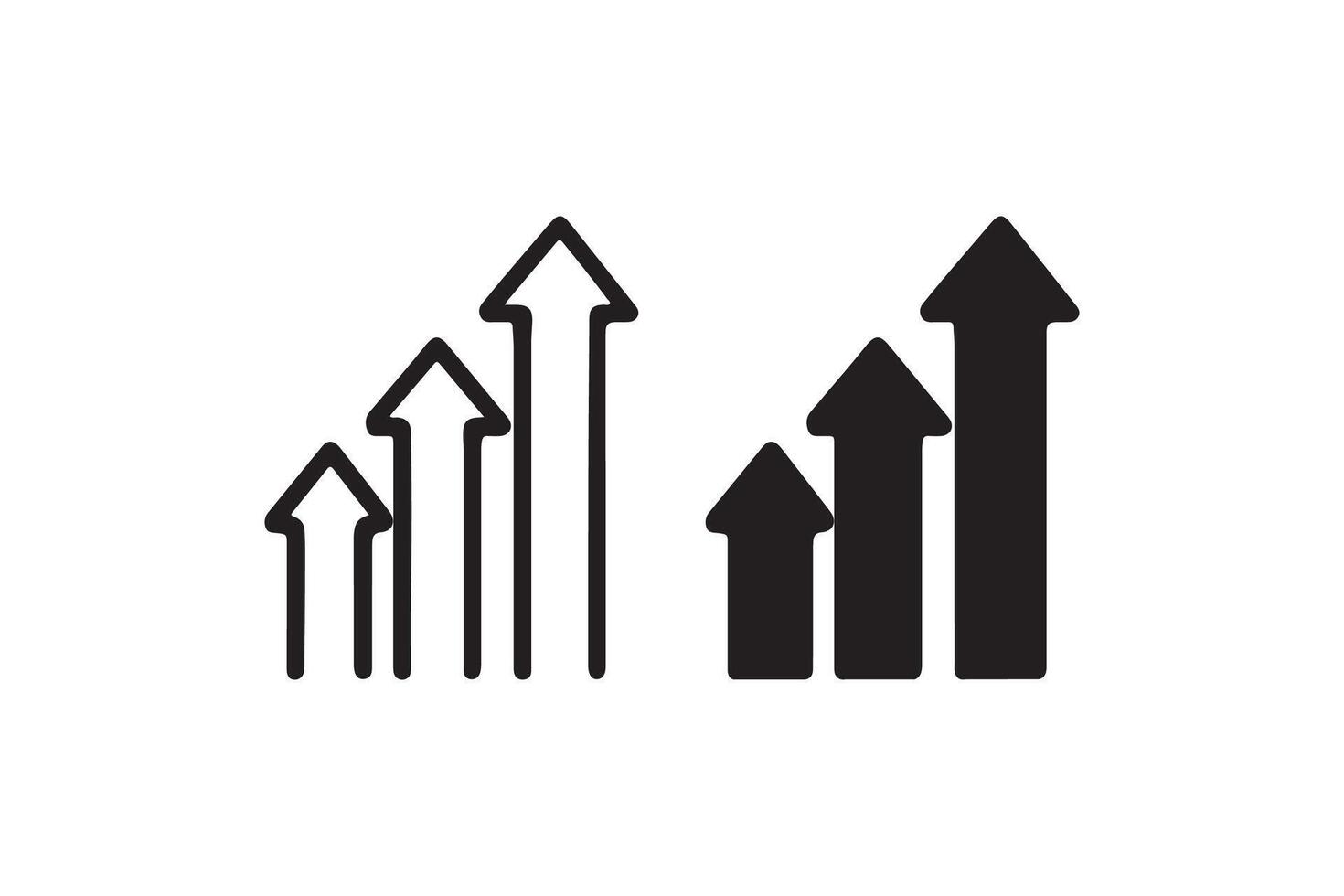Growth arrow chart icon set in black vector