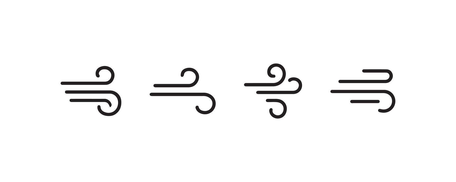 Wind and air flow icon set vector