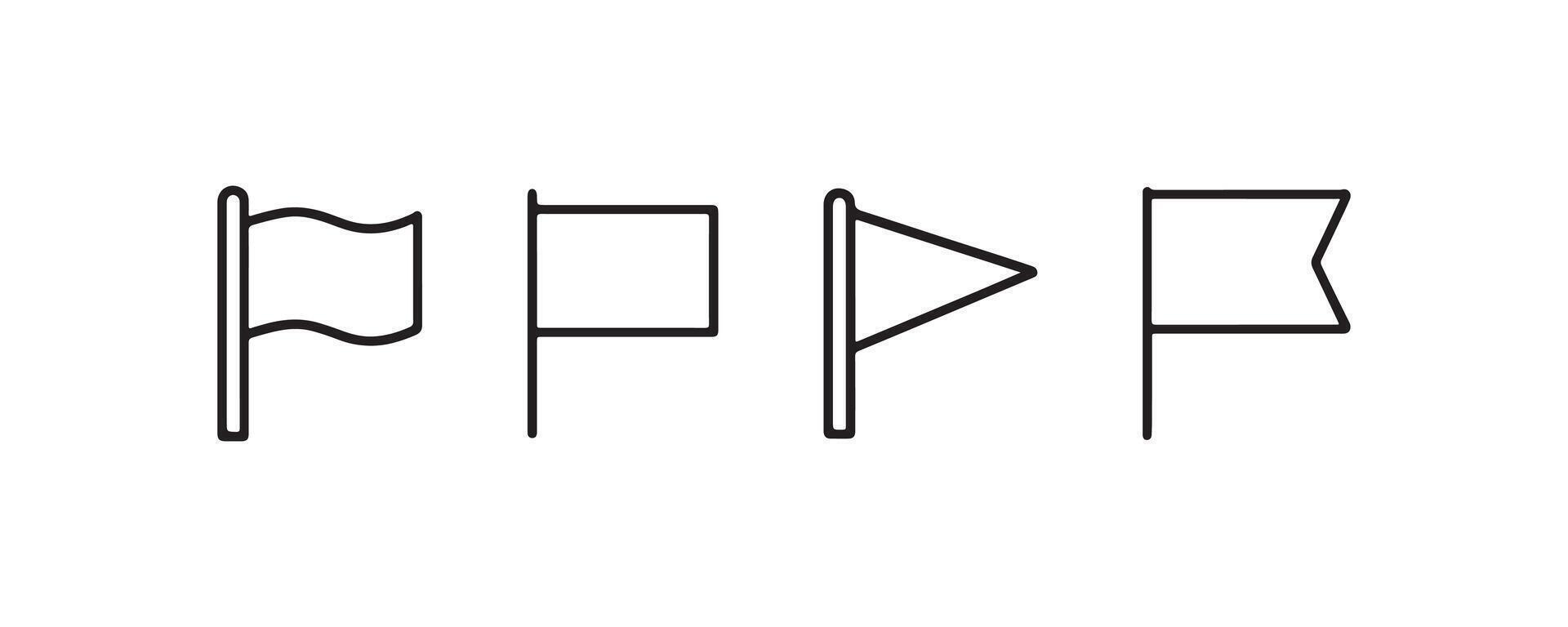 Minimal flag icon set with various shapes vector