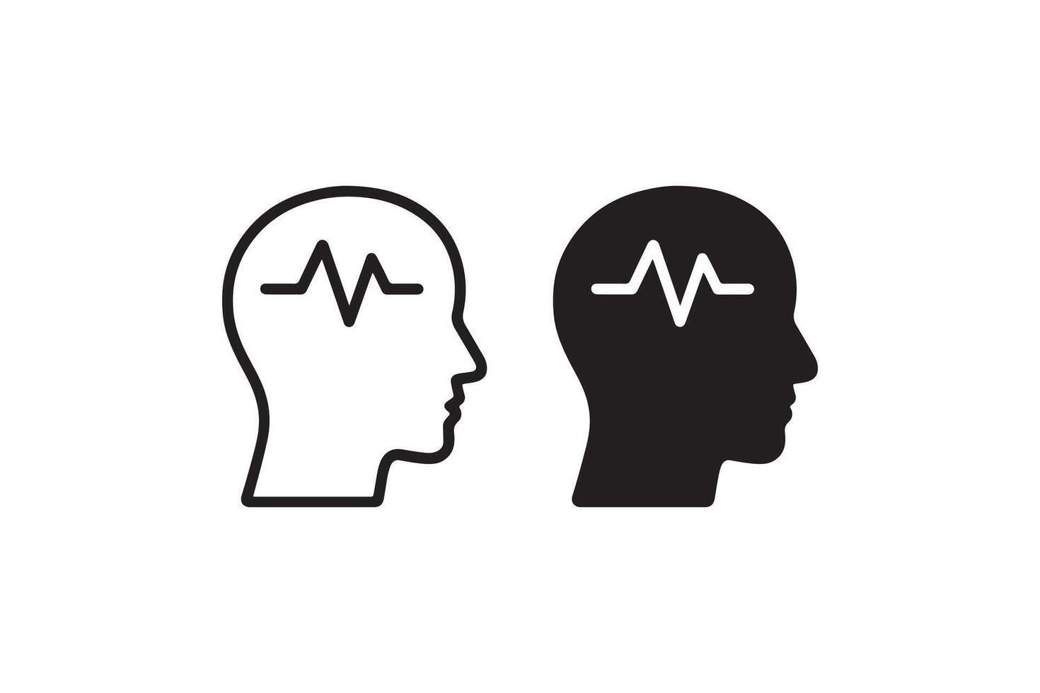 Human head with brainwave line icons vector