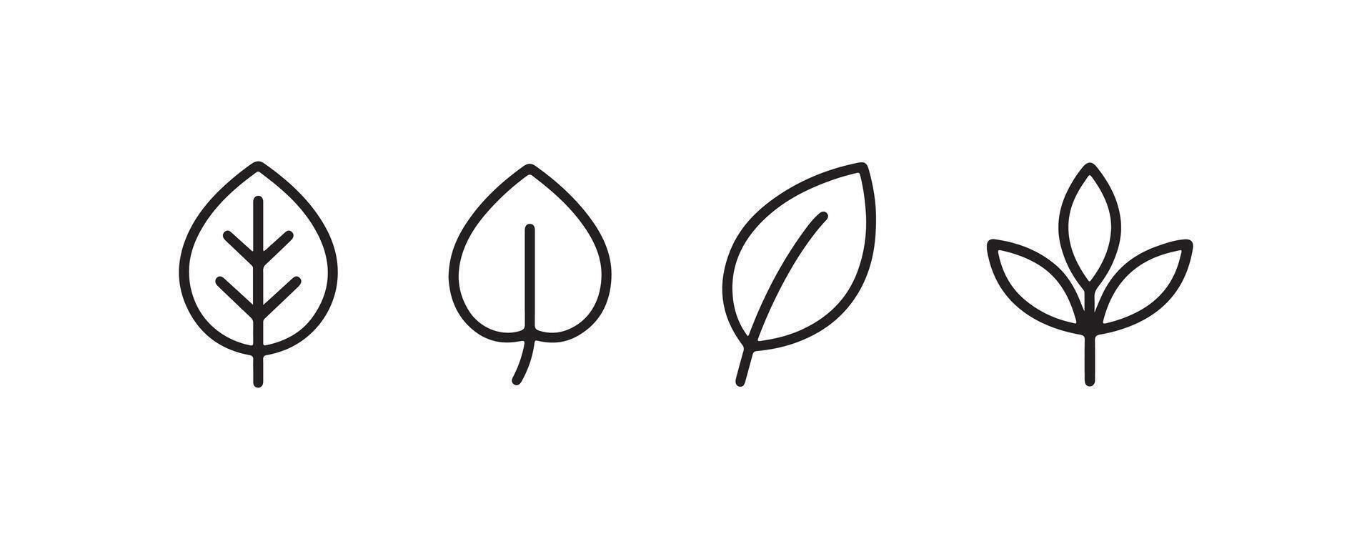 Leaf icon set in various outline styles vector