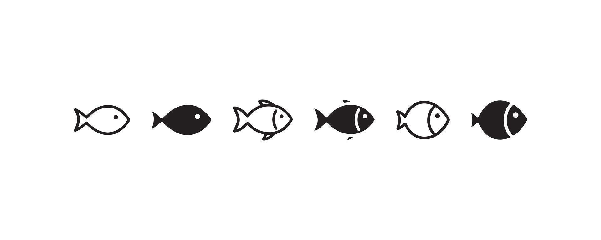 Fish icon collection in minimal style vector