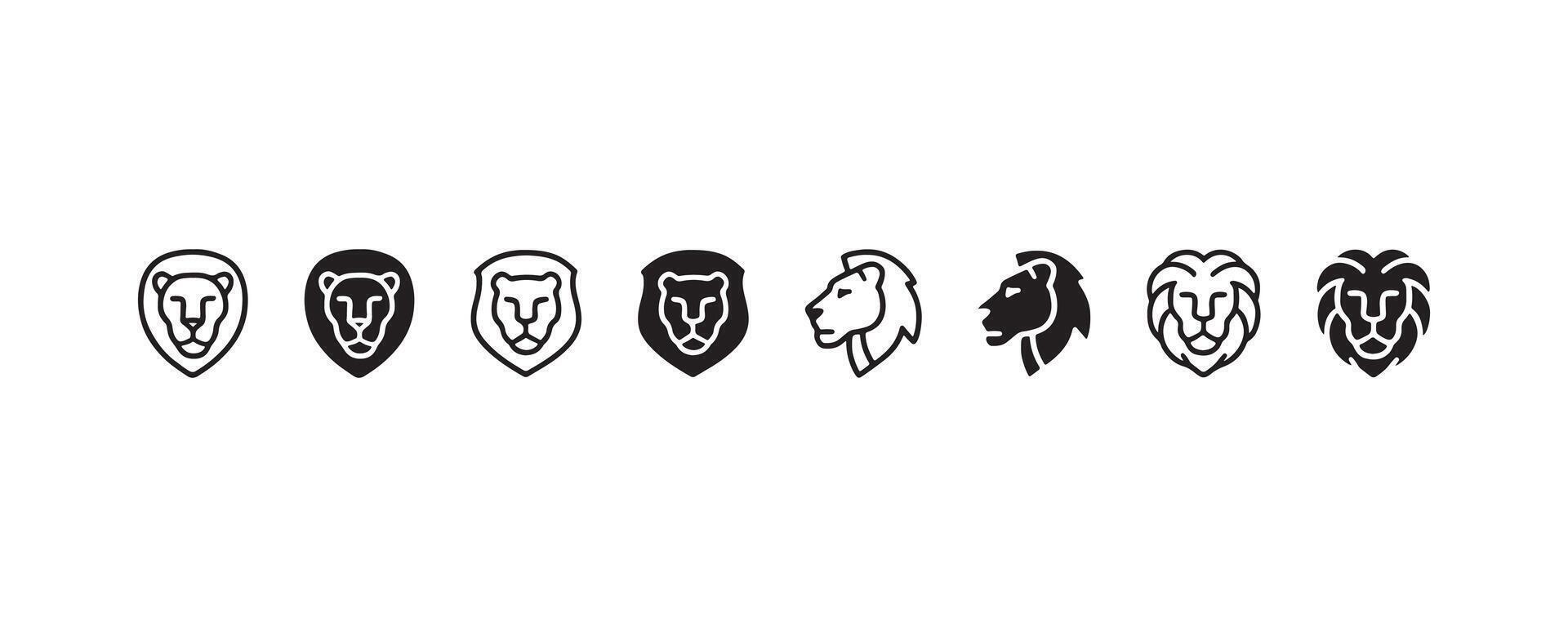 Lion head icons in modern flat style vector