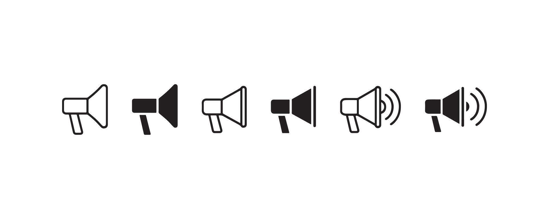 Megaphone icon collection in flat style vector