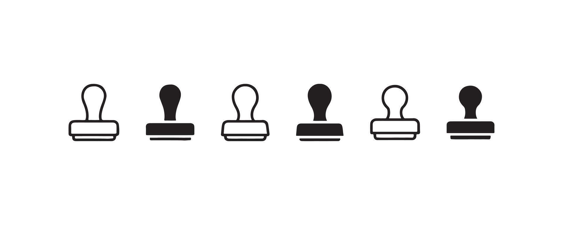 Rubber stamp icon set in various styles vector