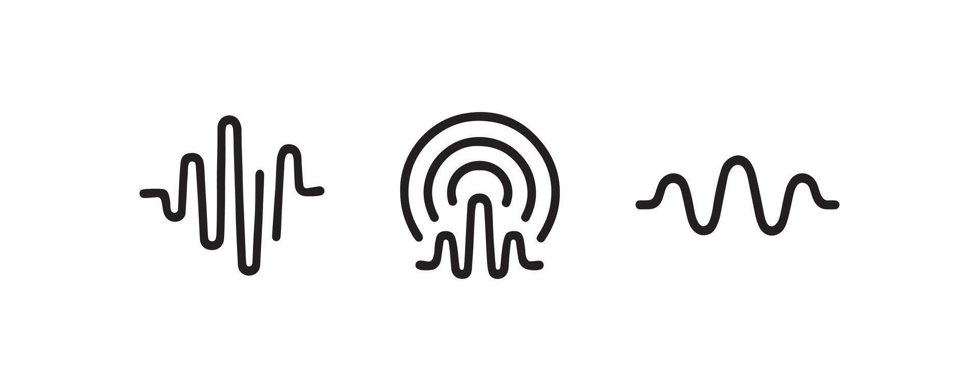 Minimal sound wave and audio icons set vector