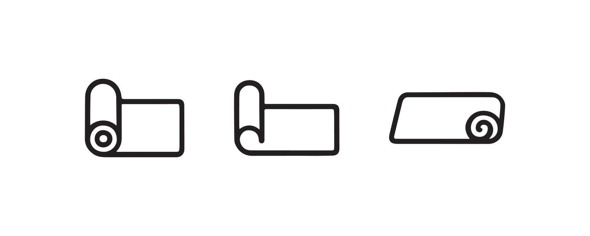 Yoga mat outline icons in minimal style vector