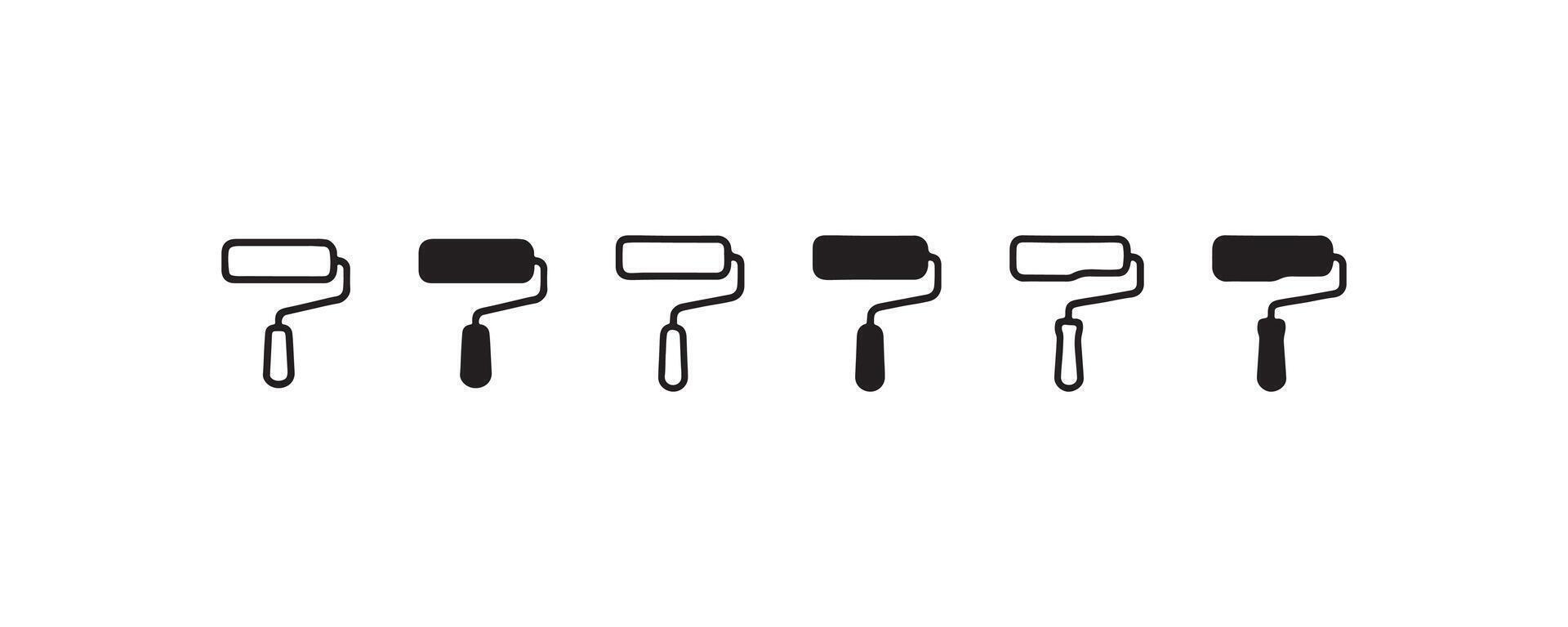 Paint roller icons in flat and outline style vector
