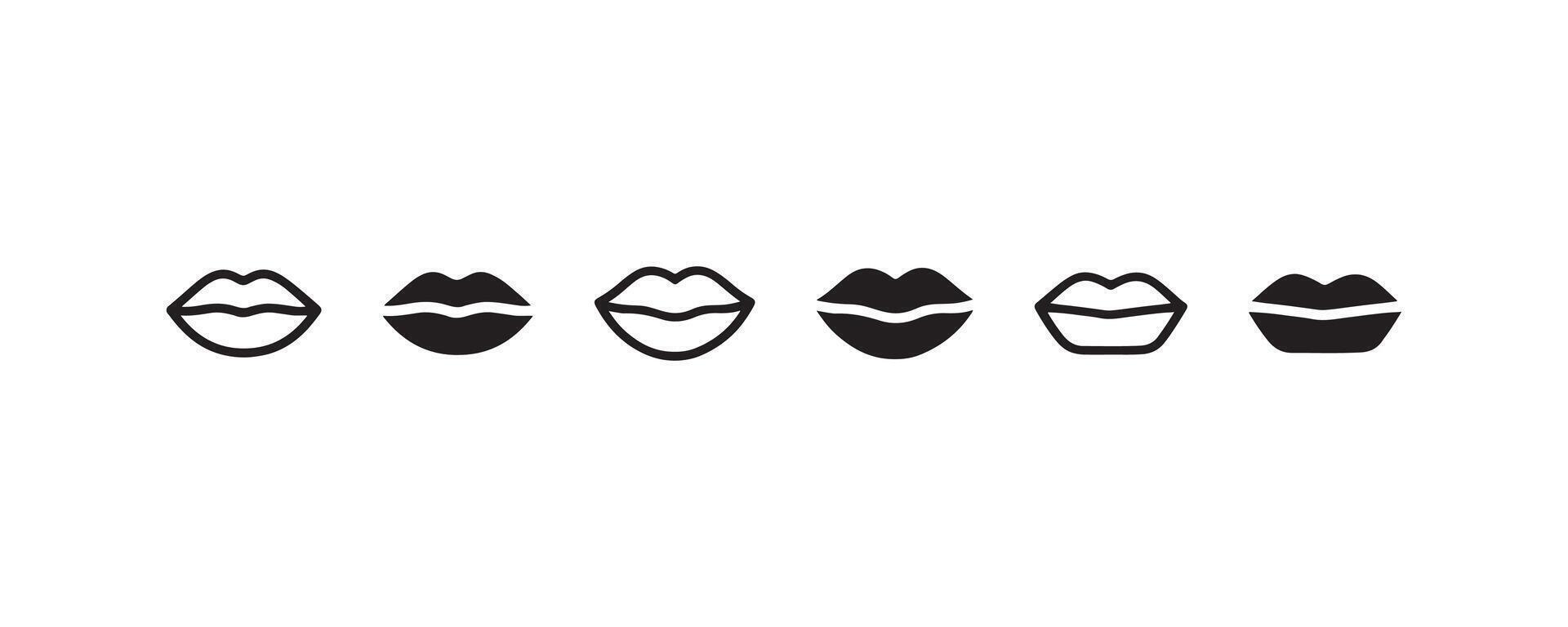 Lips icon collection in various styles vector