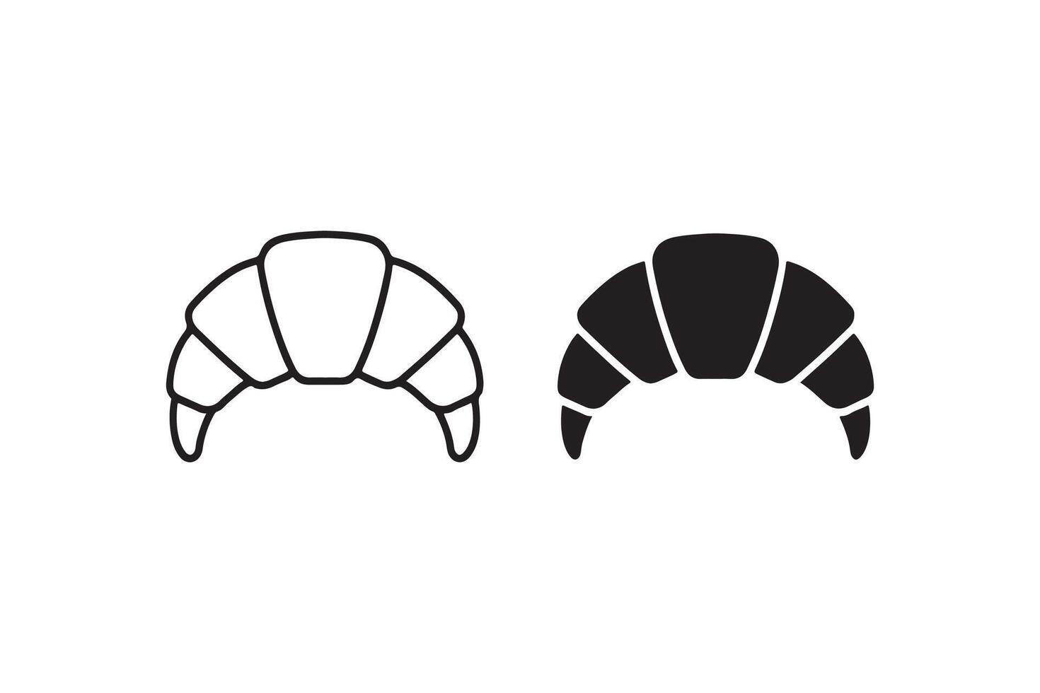 Croissant icon set in outline and solid style vector