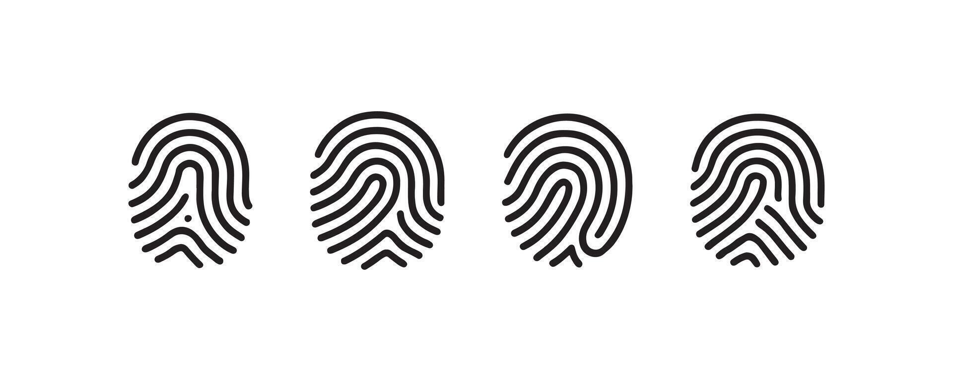 Fingerprint identification icons for security vector