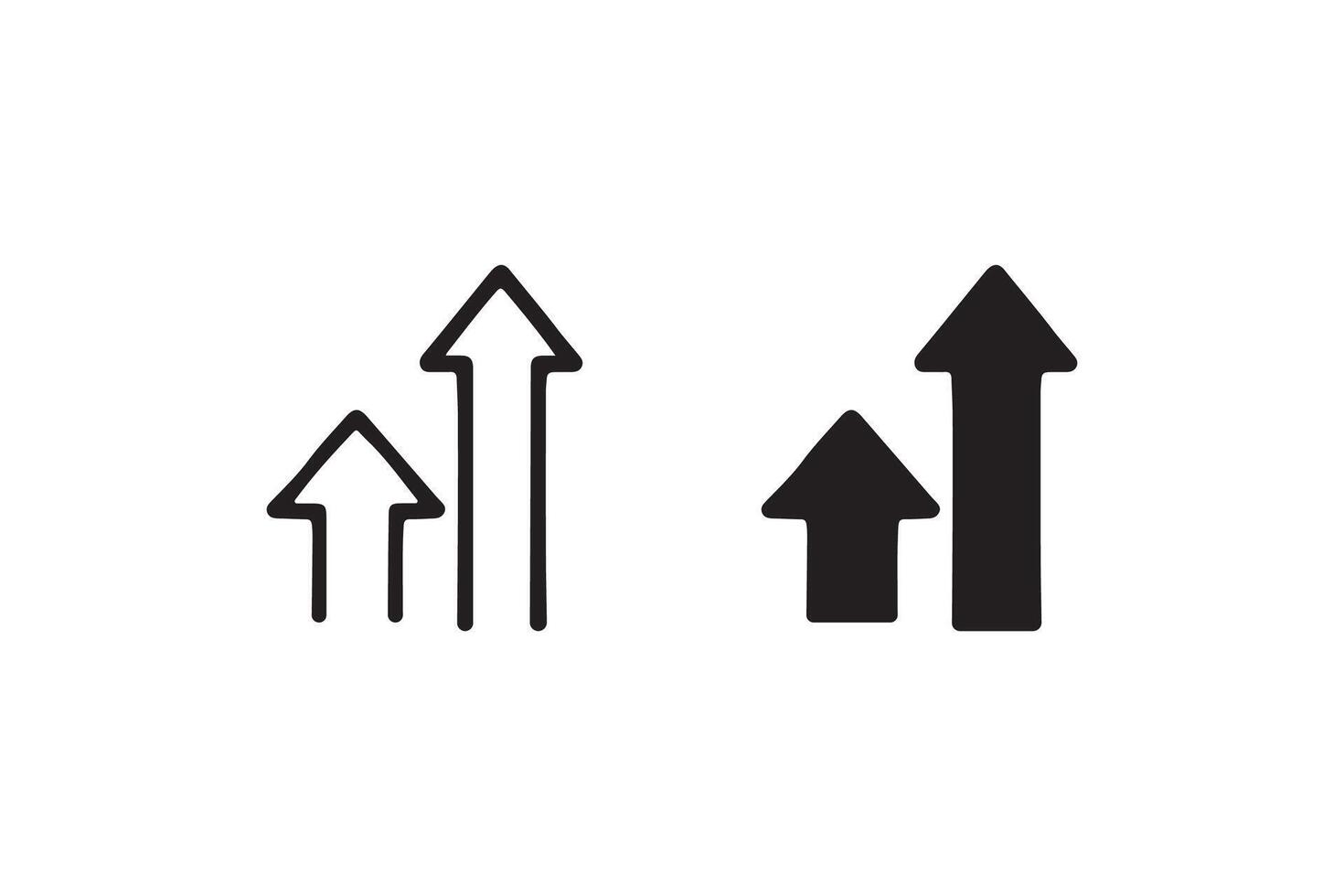 Upward arrow growth icons in bold style vector