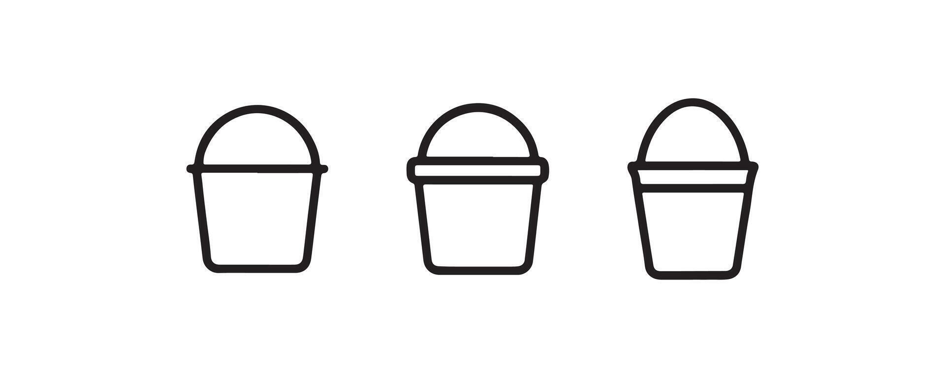 Bucket icon set with simple outline design vector