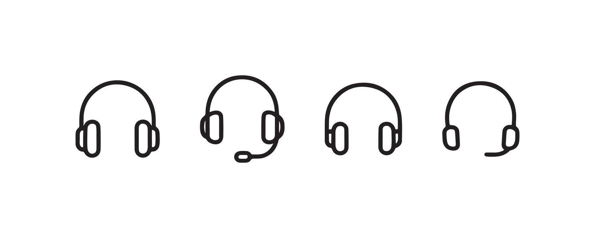 Minimal headset and headphones icon collection vector
