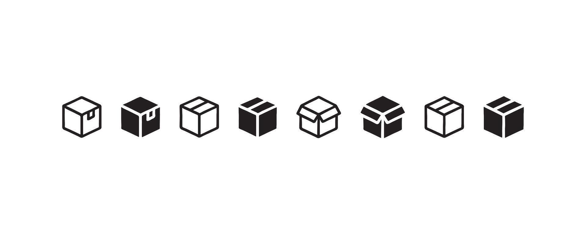 Shipping box icons in solid and outline style vector