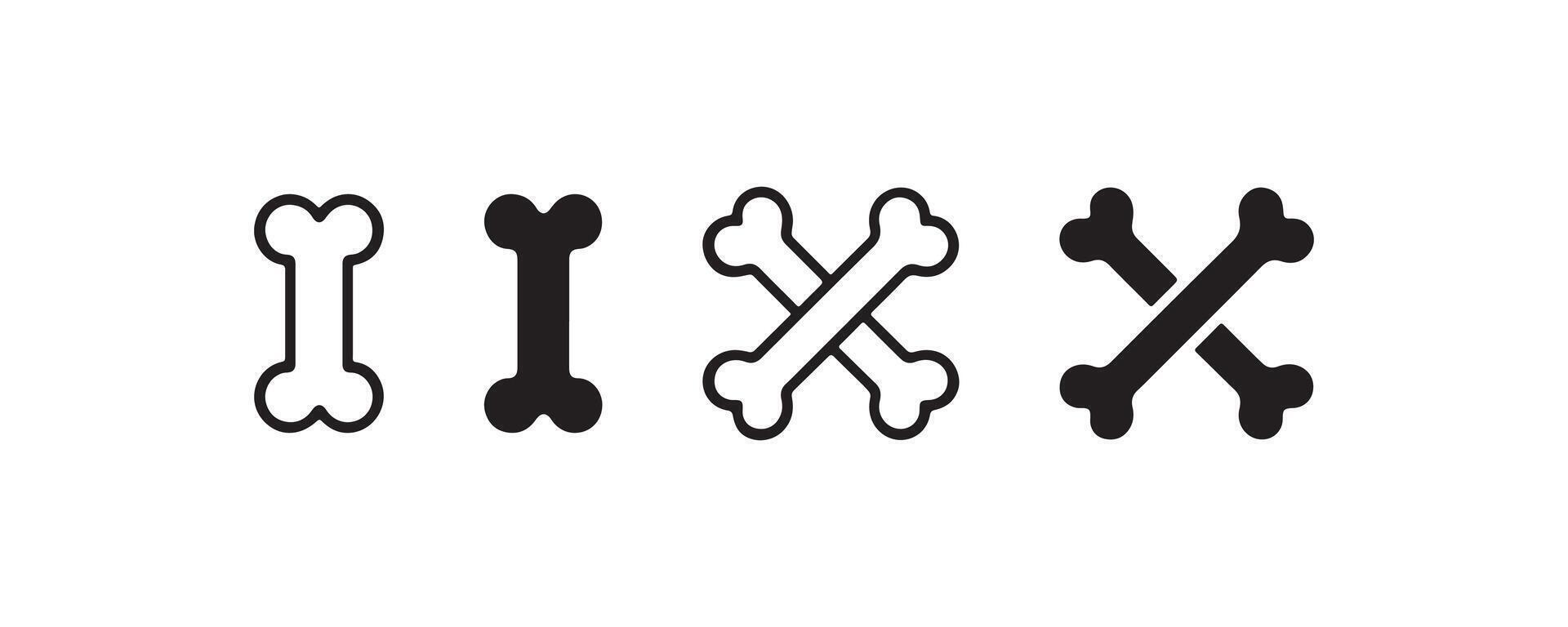WebBone icon set in outline and solid styles vector