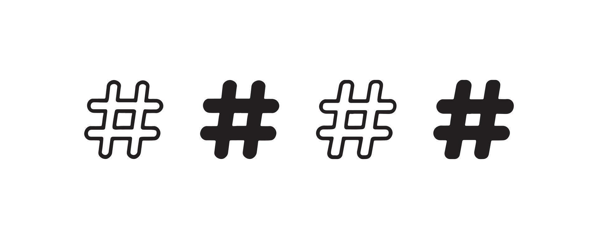 Hashtag icon set for social media and tags vector