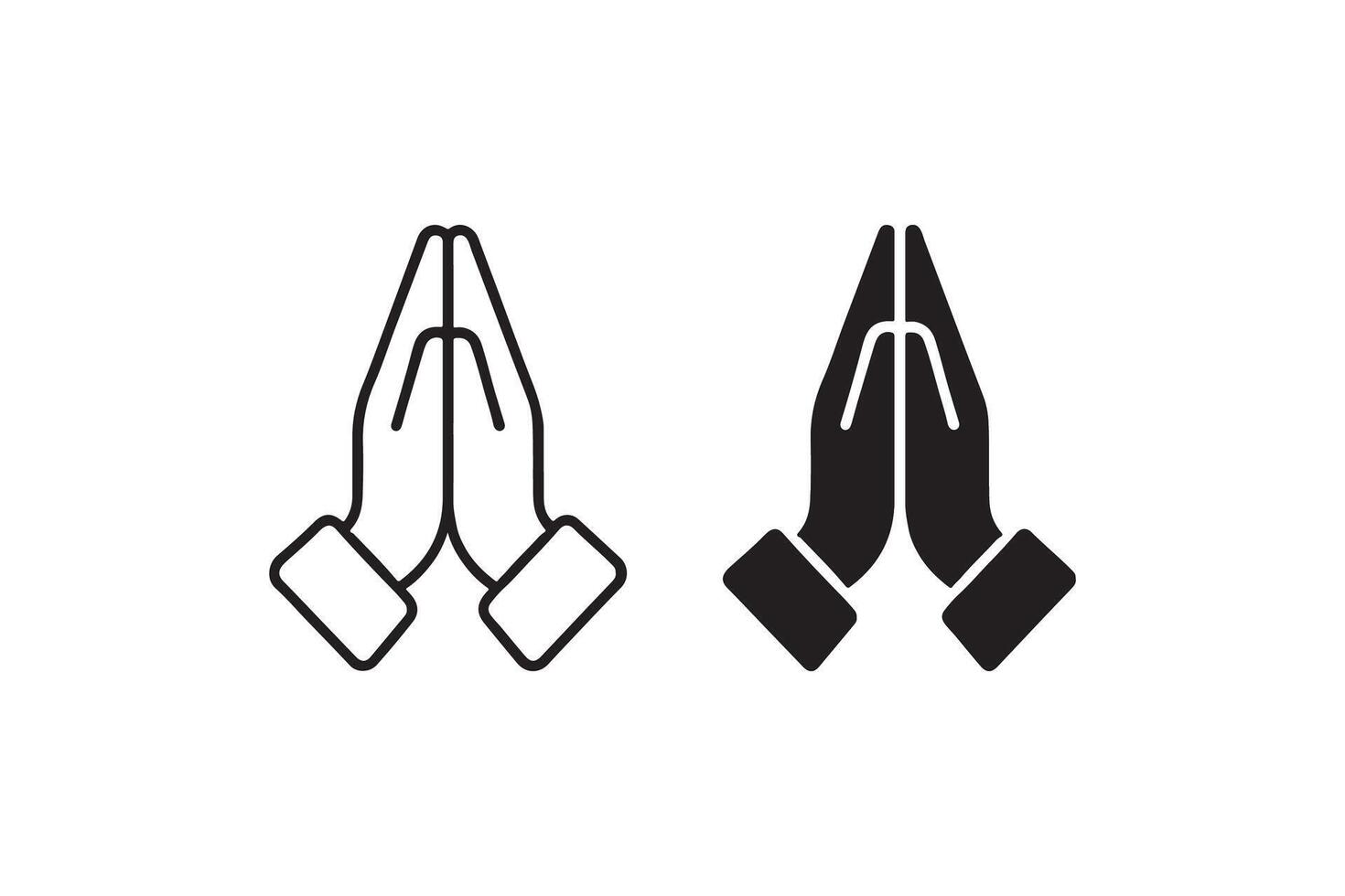 WebPraying hands icon set in outline and solid vector