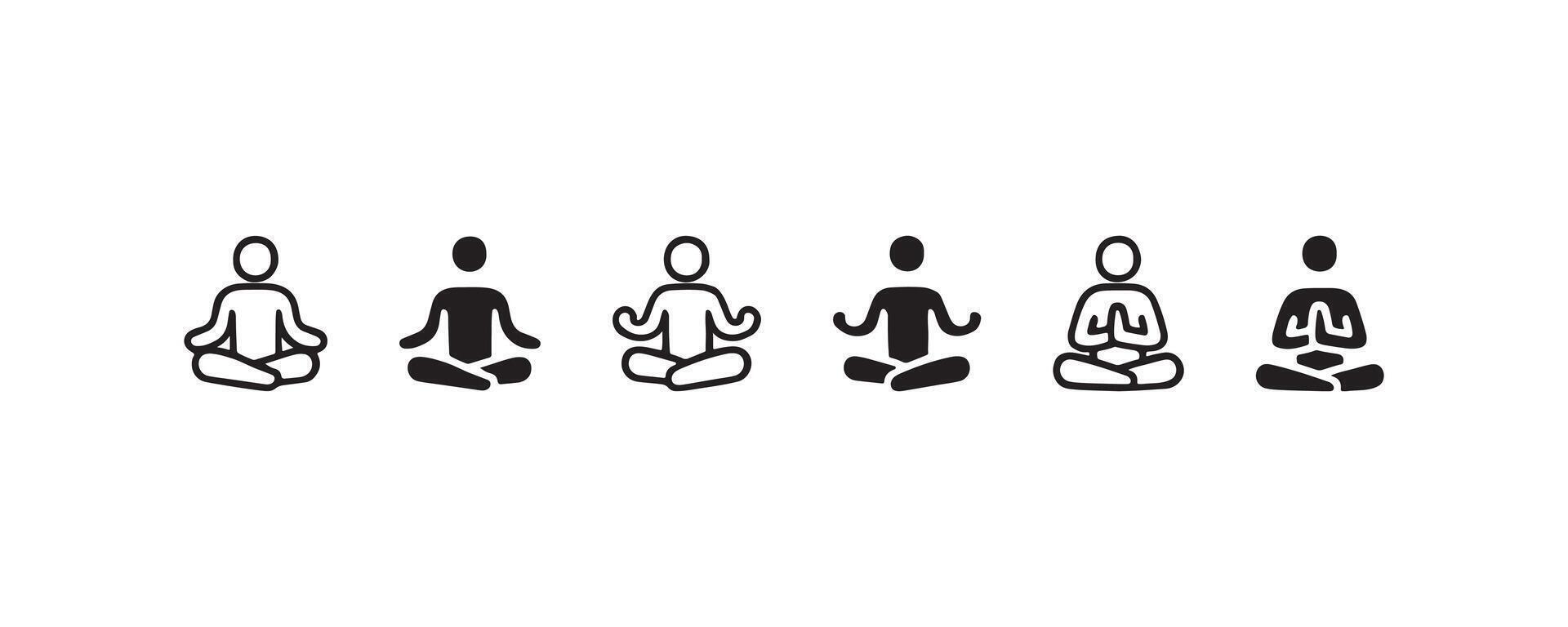 Meditation pose icons in minimalist style vector