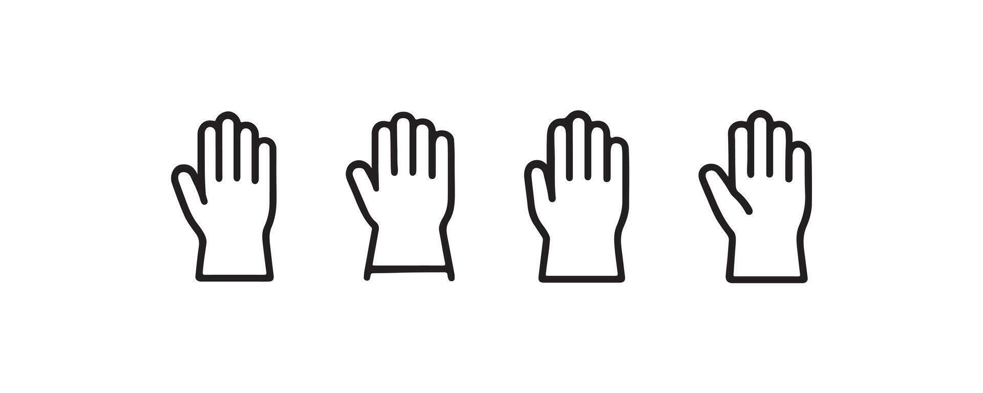 Black glove icons in linear style vector